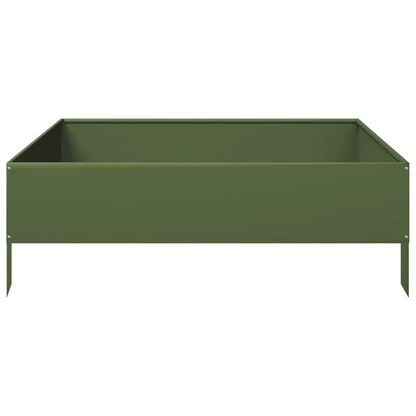 Arriate De Acero Verde Oliva 100x100x33,5 Cm_4