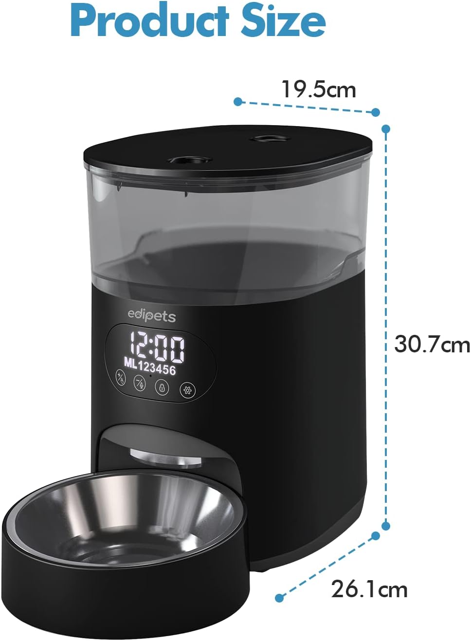 Comedero Automático Programable Para Perros Y Gatos Negro_4