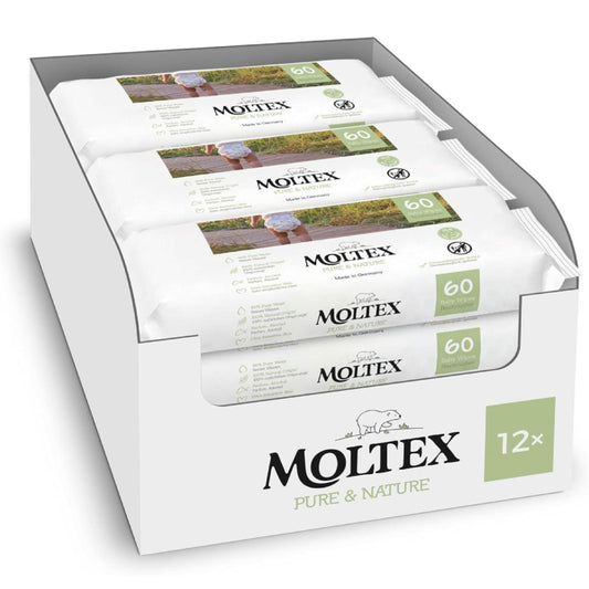 Pack 12 x Toallitas de bebé Moltex Pure & Nature 60 Uds