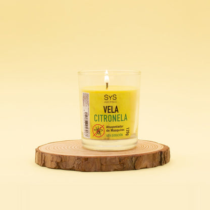 Vela Aromática de Citronela SYS Aromas 120 g | Hasta 40 Horas | Aroma Cítrico Herbal | Ayuda a Ahuyentar Mosquitos_1