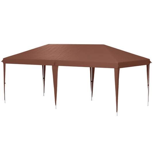 Carpa Plegable Outsunny Acero, Tela Oxford Café 585x295x270 Cm_0