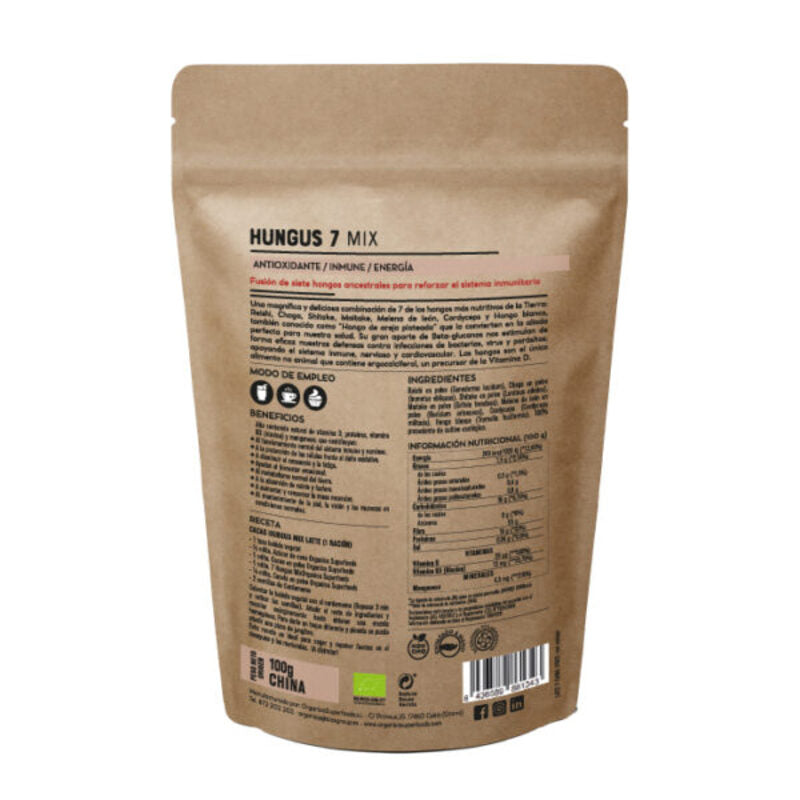 Hungus Mix -melena De León, Reishi, Chaga, Cordyceps- 100g - Orgánica Superfoods_1