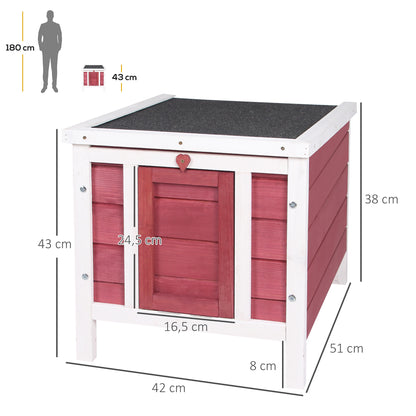 Pawhut Conejera Madera Exterior Con Techo Asfáltico Abatible 42x51x43 Cm Rojo_2