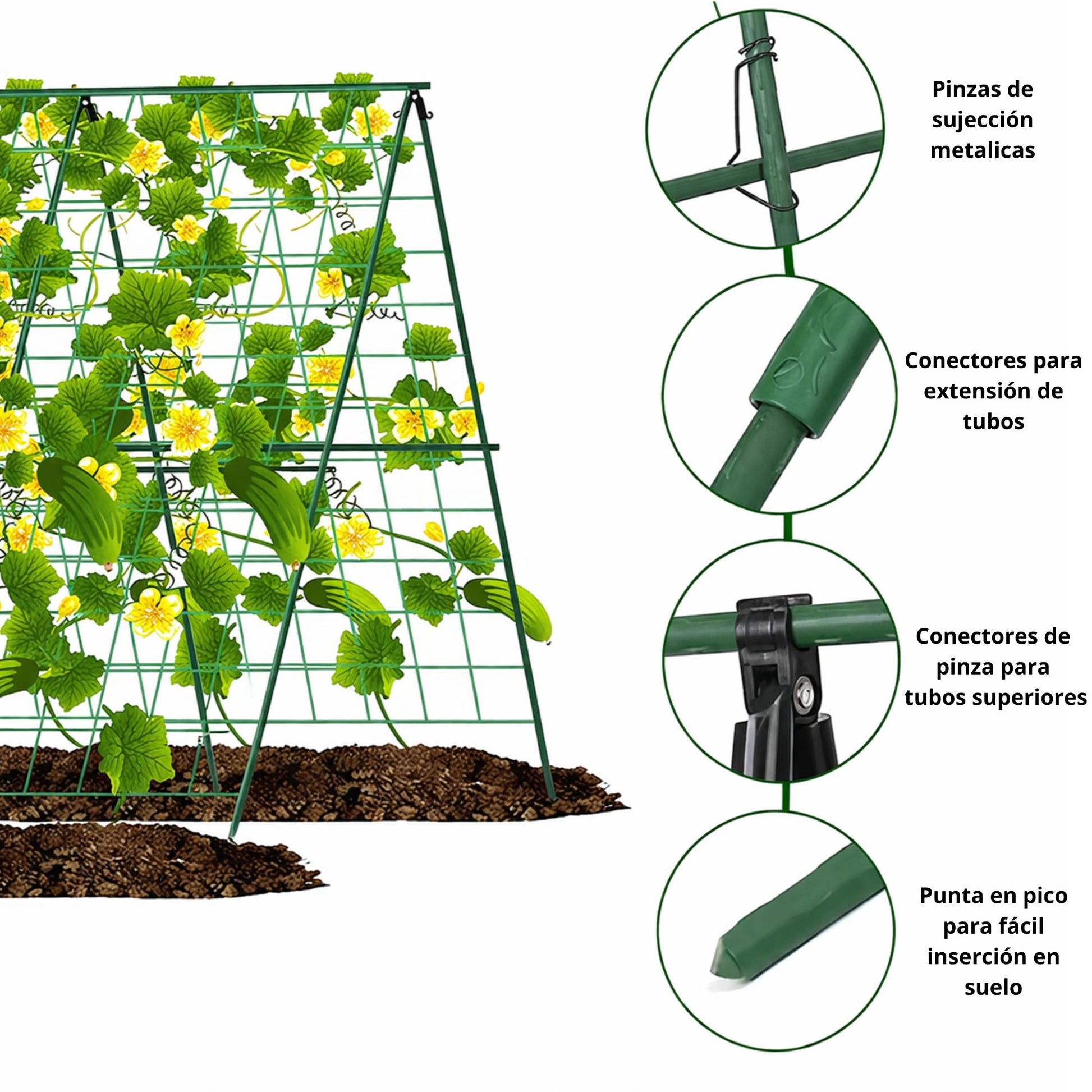 Soporte Enrejado Trepadoras 122x122 Cm Con Red Nyana Garden | Estructura En A | Huerto Y Jardín_1