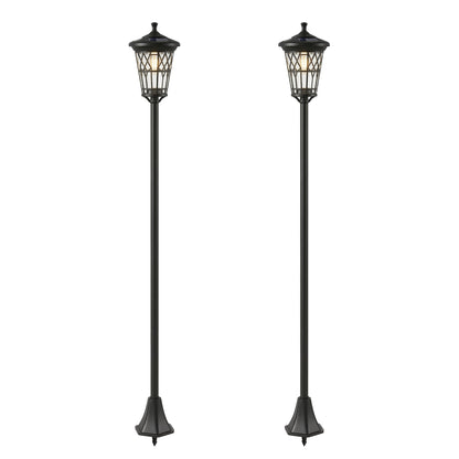Farolas Solares Outsunny Abs, Acero Inoxidable Negro 23.5x23.5x186 Cm_0