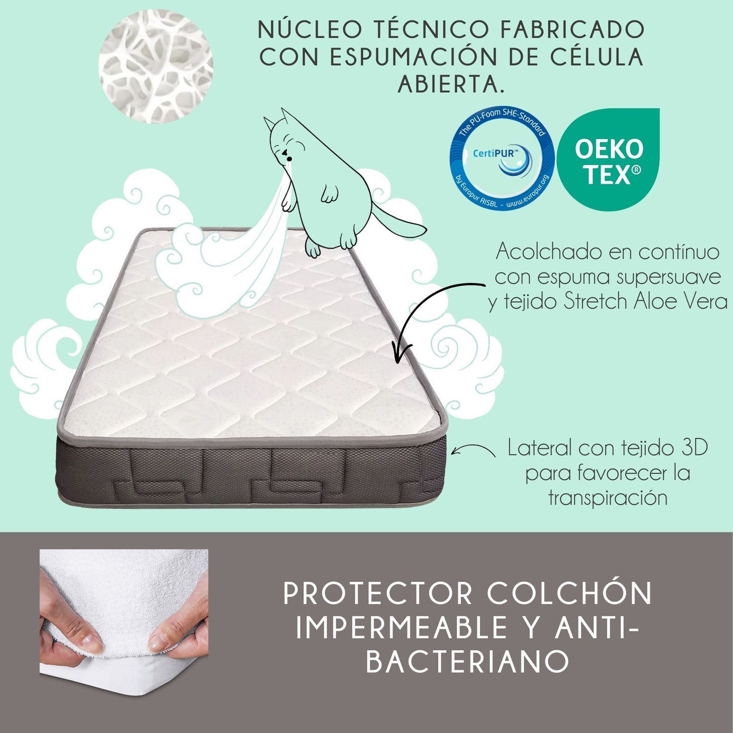 Cuna Bebé Indi Estilo Nórdico Infantil En Blanco Y De Madera De Haya, Con Colchón Morfeo Y Funda De Colchón Impermeable_1