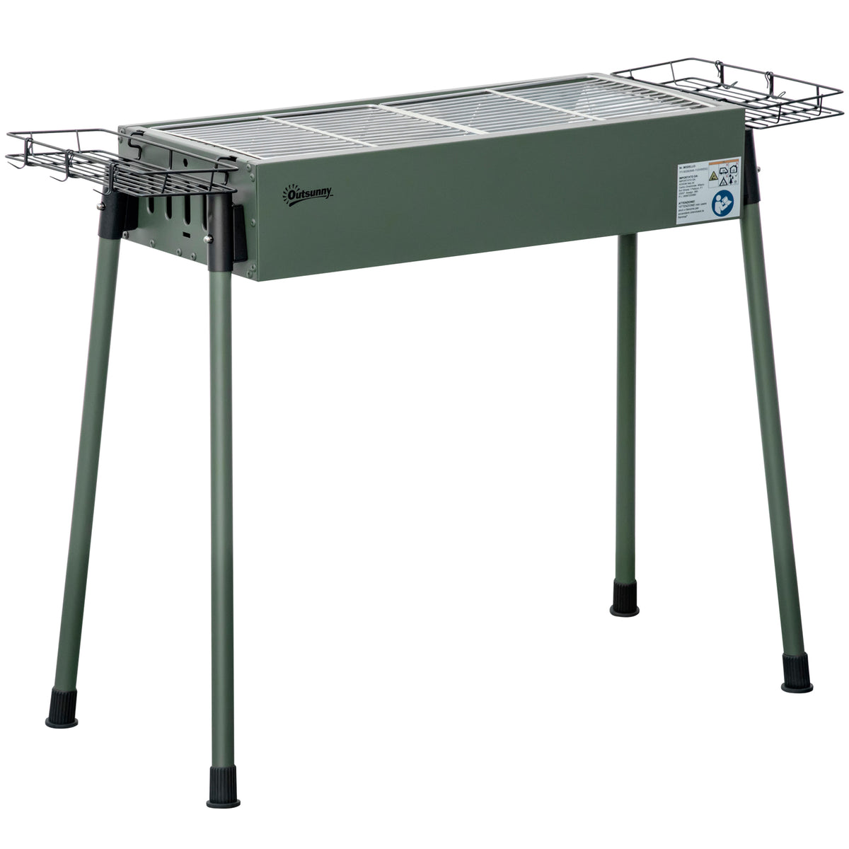 Outsunny Barbacoa De Carbón Con 2 Parrillas De Acero Inoxidable 94x39x70cm Verde_0
