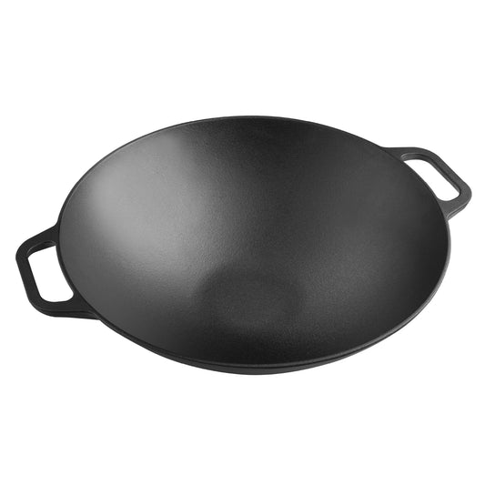 Victoria Wok Hierro Fundido Esmaltado Inducción 35,5cm, Apta Fuego, Barbacoa, Horno Cast Iron Skillet, 30926, Negro_0
