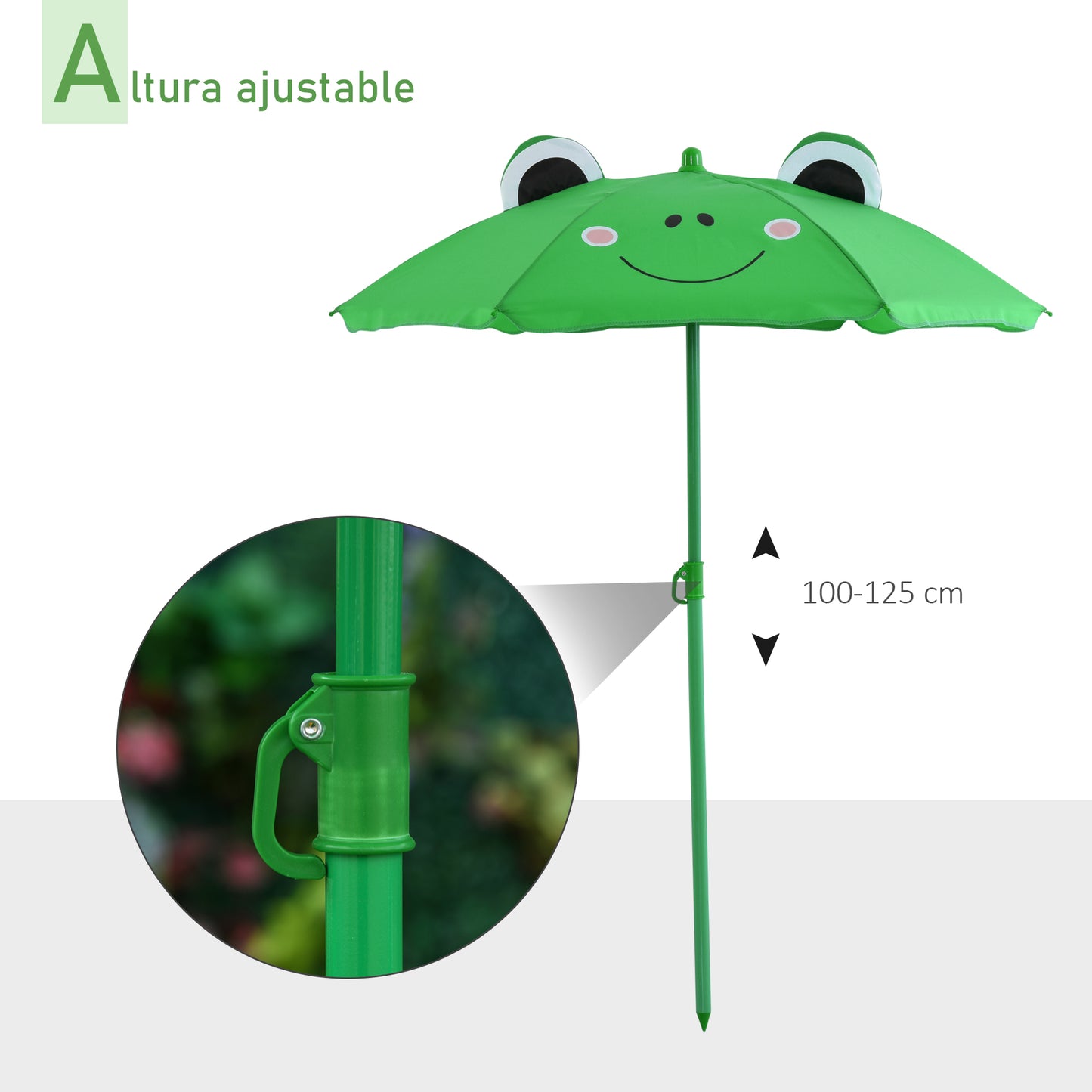 Outsunny Mesa Y Sillas Infantil De Jardín Plegable Con Sombrilla Ajustable Verde_5
