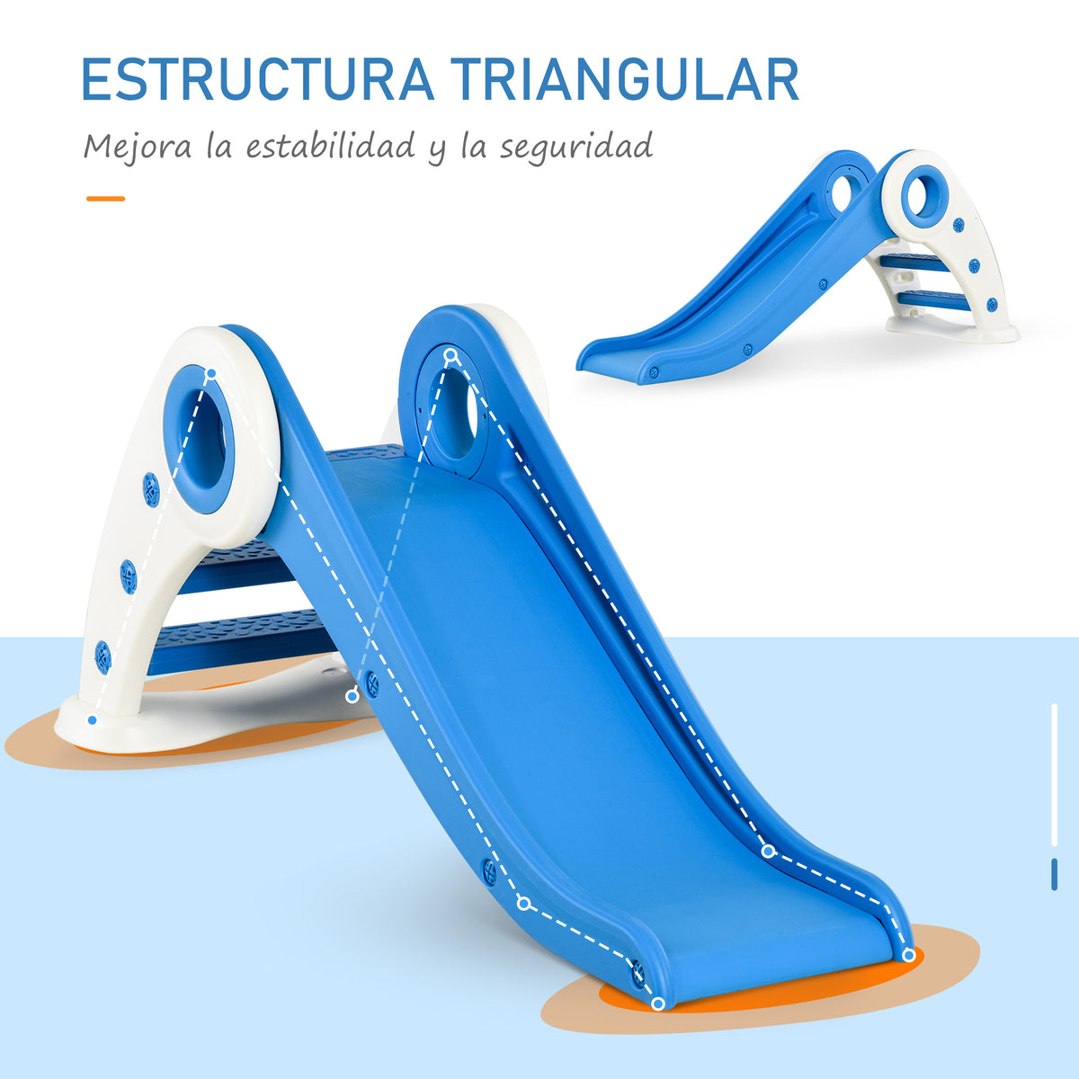 Homcom Tobogán Plegable Para Niños De 18-36 Meses Con Rampa Escalera 120x50x56cm_5