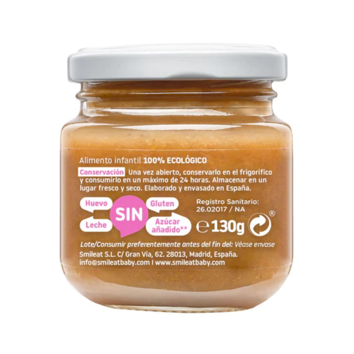 PROMO 3x Tarrito de Frambuesa y Melocotón Ecológico Smileat, 130g