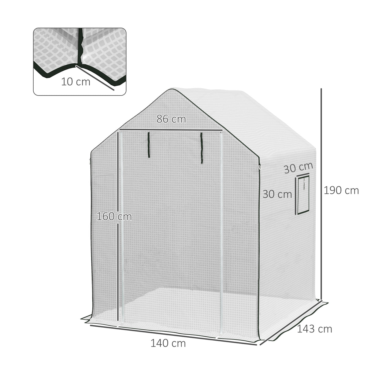 Outsunny Plástico Invernadero 140x143x190 Cm Con Puerta Enrollable Anti-uv_2