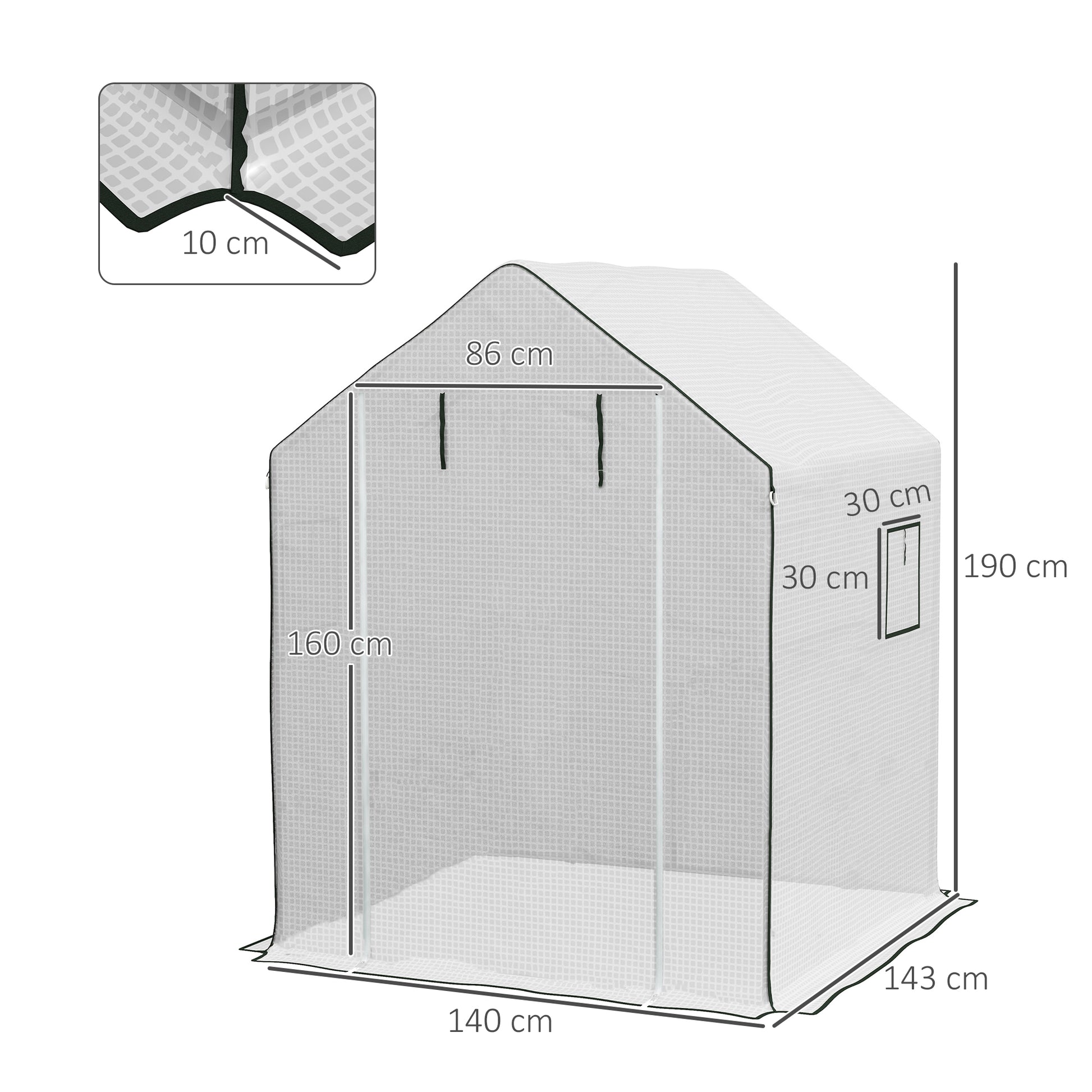 Outsunny Plástico Invernadero 140x143x190 Cm Con Puerta Enrollable Anti-uv_2