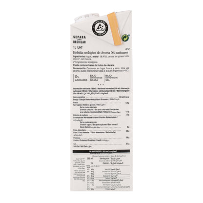Bebida de Avena 0% Azúcares Bio Amandin 1L