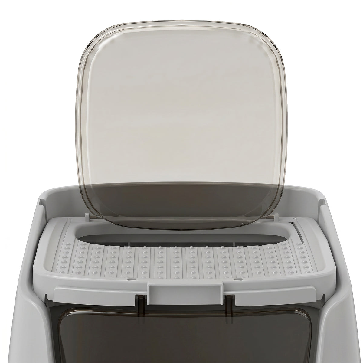 Pawhut Arenero Para Gatos De Acero Inoxidable L Con Tapa Abatible Gris Claro_3