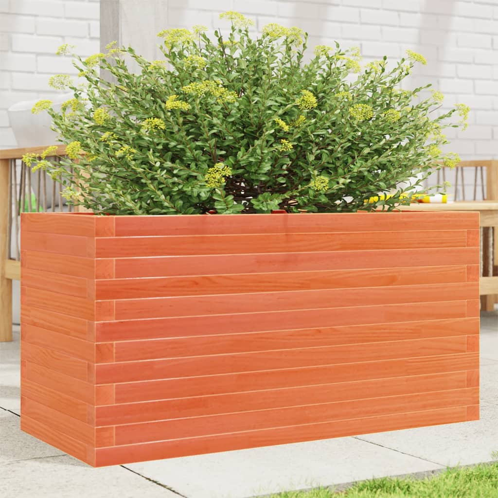 Jardinera De Madera Maciza Pino Marrón Cera 90x40x46 Cm_1