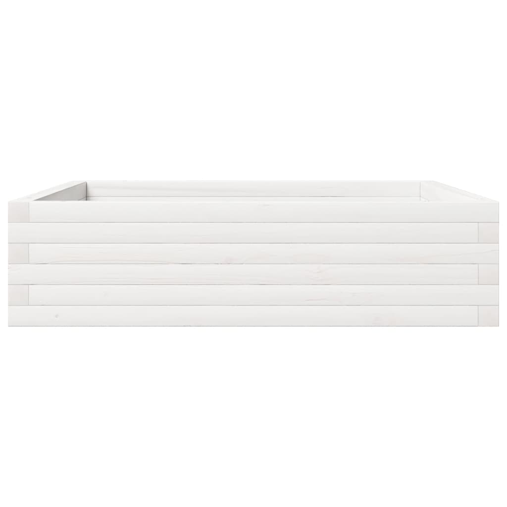 Jardinera De Madera Maciza De Pino Blanca 90x90x23 Cm_5