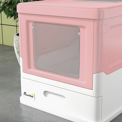 Pawhut Caja Arena Plegable Para Gatos Con Cubierta Desmontable 47,5x35,5x36,7 Cm_4