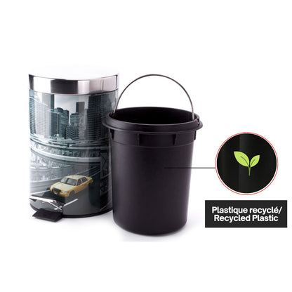 Cubo De Basura 3l Con Tapa Msv "new York" De Acero Inoxidable 16,5 X 25,6 Cm_3