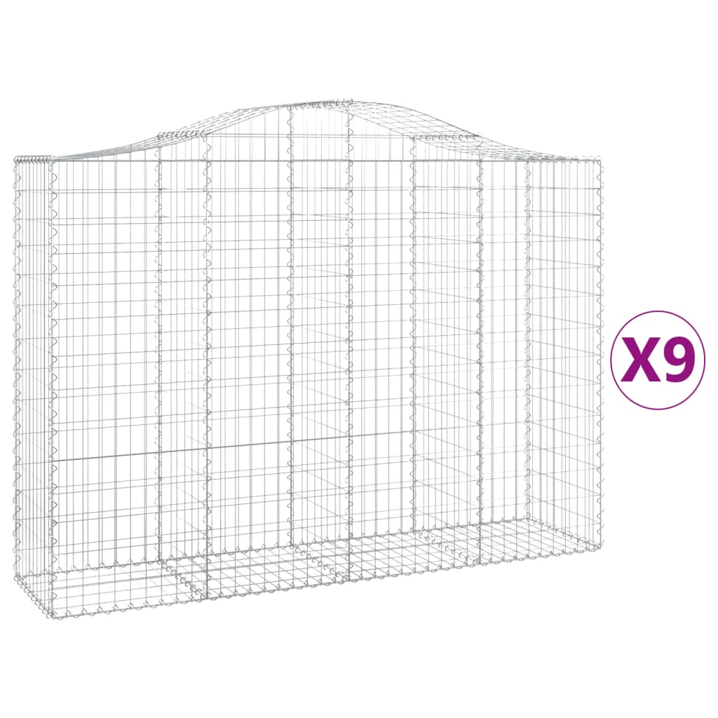 Cestas Gaviones 9 Uds Forma De Arco Hierro 200x50x140/160 Cm_0