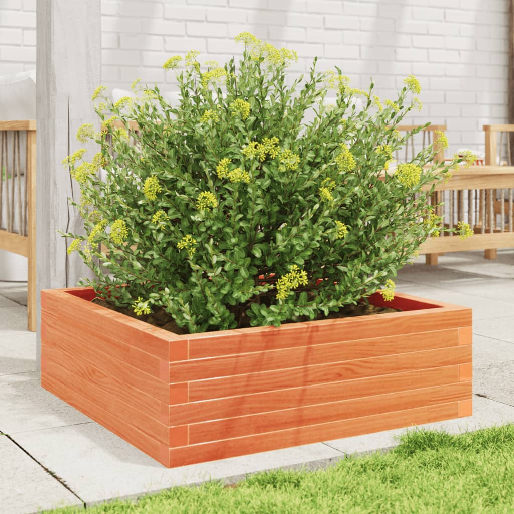 Jardinera De Madera Maciza Pino Marrón Cera 70x70x23 Cm_2