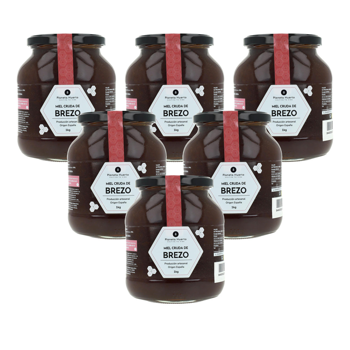 Pack 6x Miel Cruda de Brezo Planeta Huerto 1 Kg