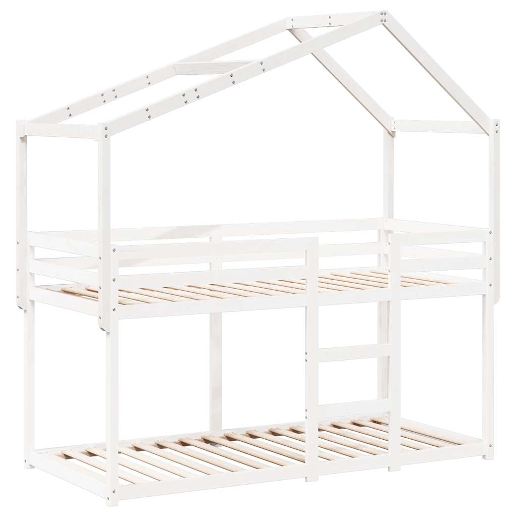 Techo De Cama Infantil Madera Maciza Blanco 203x80,5x142 Cm_2