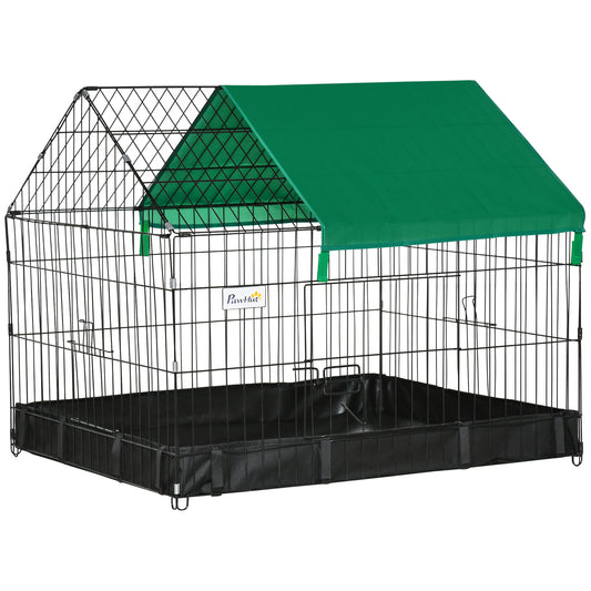 Jaula Para Animales Pawhut Acero, Tela Oxford Negro Y Verde 90x75x75 Cm_0