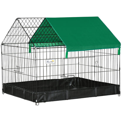 Pawhut Jaula Para Animales Pequeños Con 2 Puertas 90x75x75 Cm Negro Y Verde_0