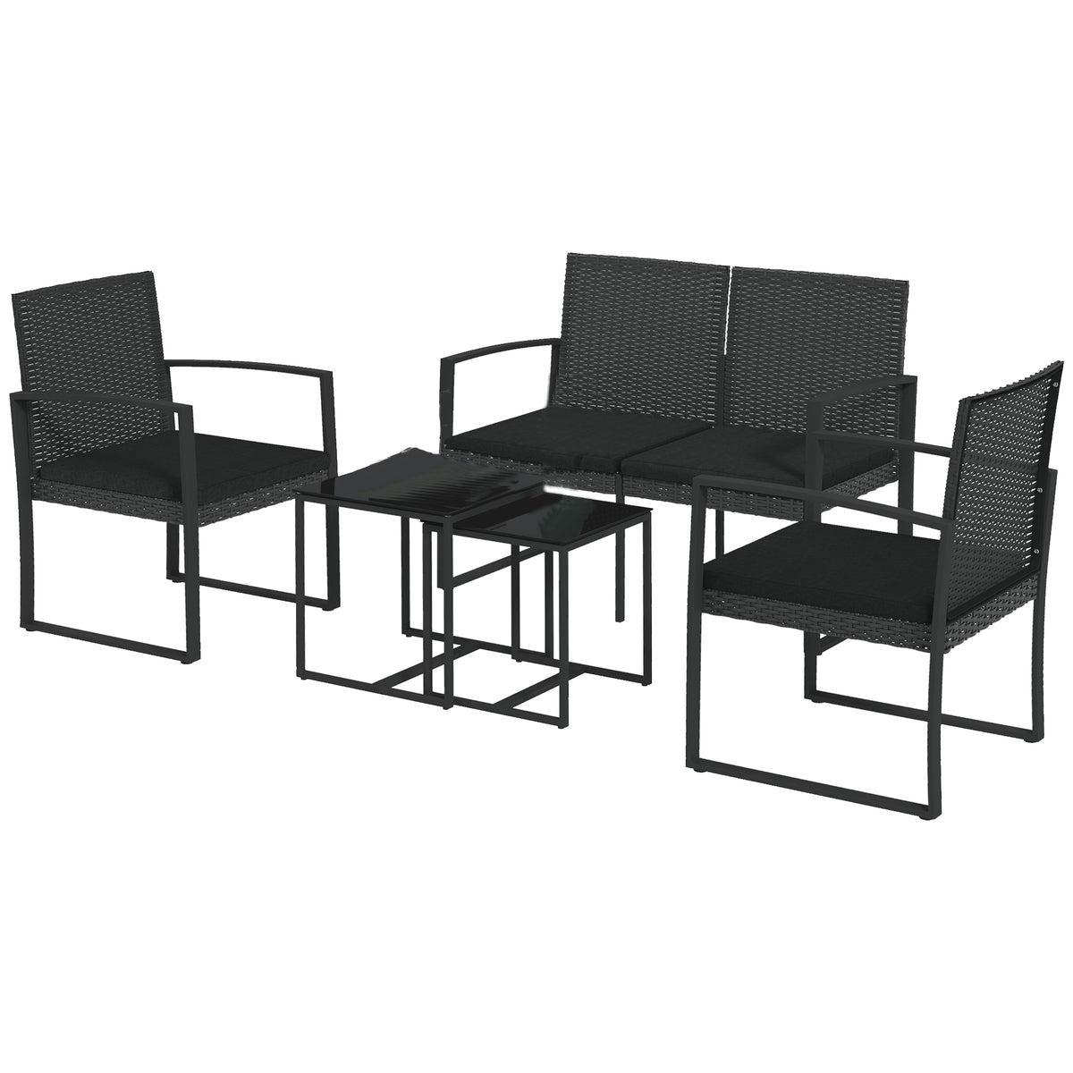 Outsunny Conjunto De Muebles De Jardín De Ratán Sintético De 5 Piezas Negro_0