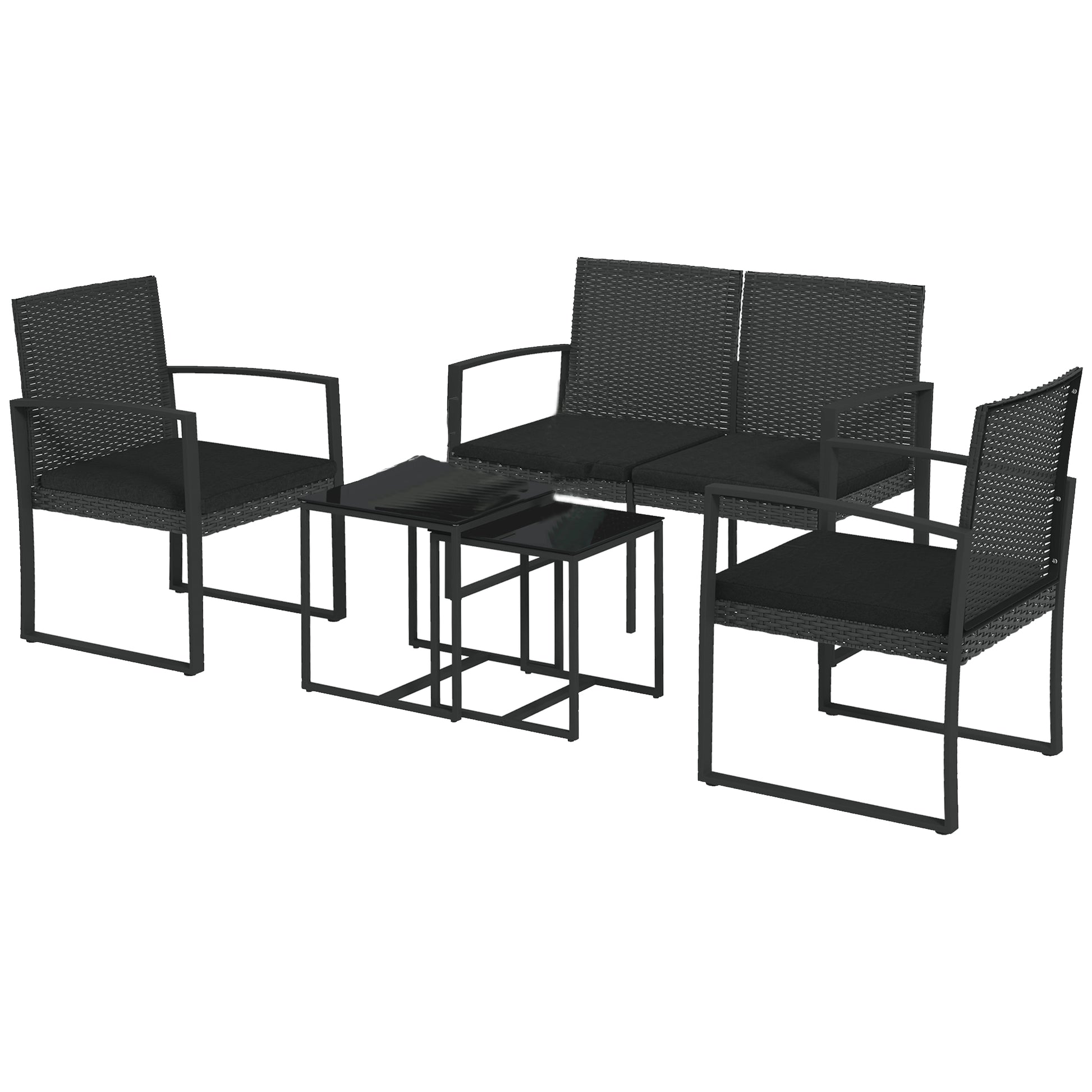 Outsunny Conjunto De Muebles De Jardín De Ratán Sintético De 5 Piezas Negro_0