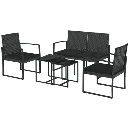 Outsunny Conjunto De Muebles De Jardín De Ratán Sintético De 5 Piezas Negro_0
