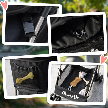 Pawhut Carrito Para Perros Plegable 3 En 1 Con Vagón Desmontable Negro_3