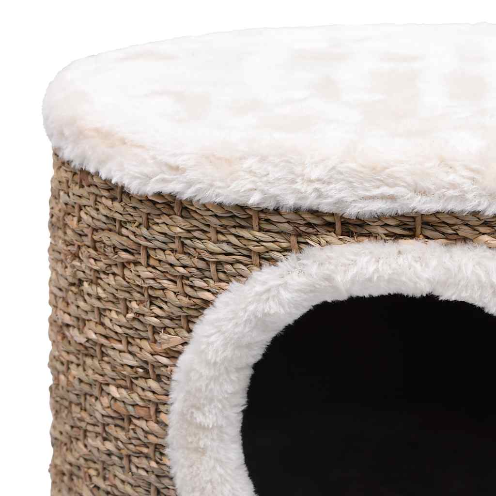 Casa Para Gatos Con Patas De Madera 41 Cm Hierba Marina_5