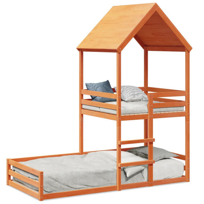Cama Con Techo Madera Maciza Pino Marrón 90x190 Cm_0