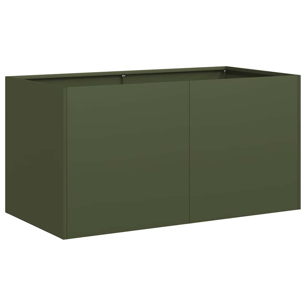 Jardinera De Acero Laminado En Frío Verde Oliva 80x40x40 Cm_0