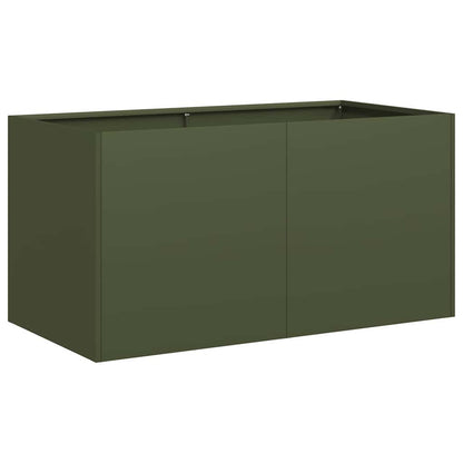 Jardinera De Acero Laminado En Frío Verde Oliva 80x40x40 Cm_0