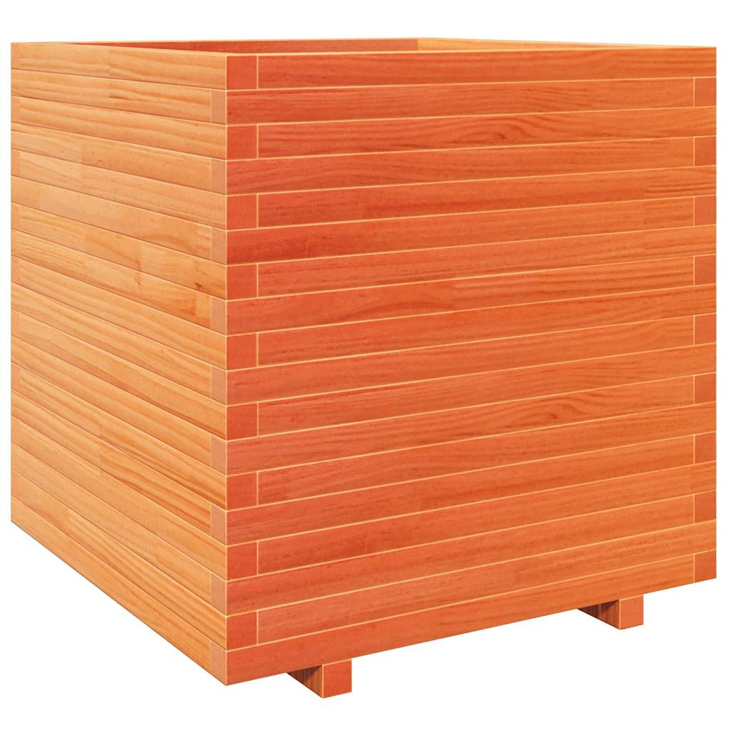 Jardinera Madera Maciza De Pino Marrón Cera 70x70x72,5 Cm_0