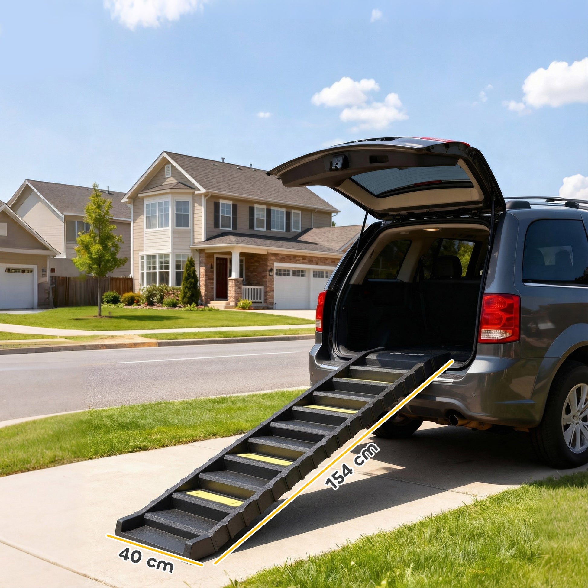 Pawhut Rampa Para Perros Plegable 154 Cm Con 10 Escalones Antideslizantes Negro_2