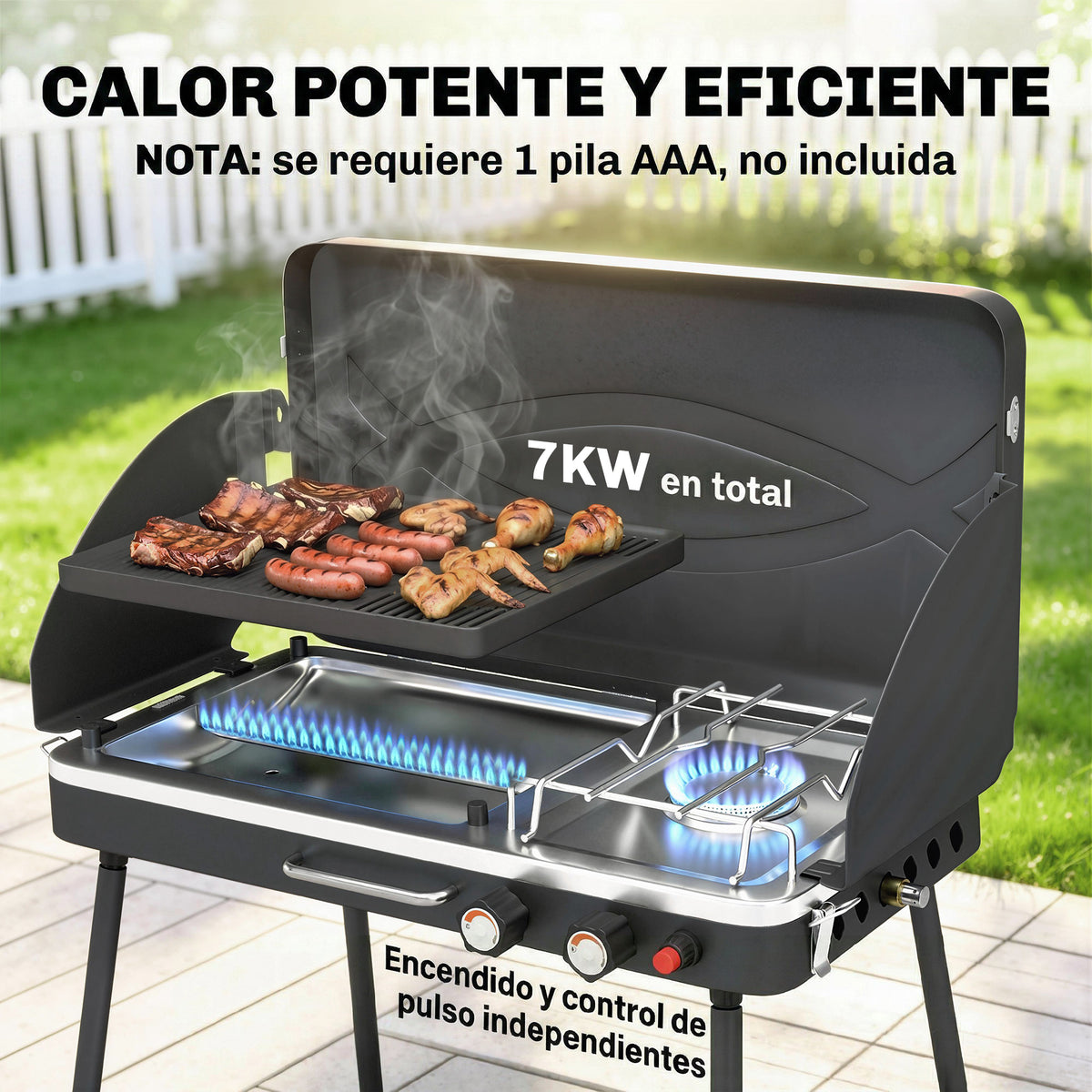Outsunny Barbacoa De Gas Portátil 2 En 1 7 Kw Con Patas Desmontables_5