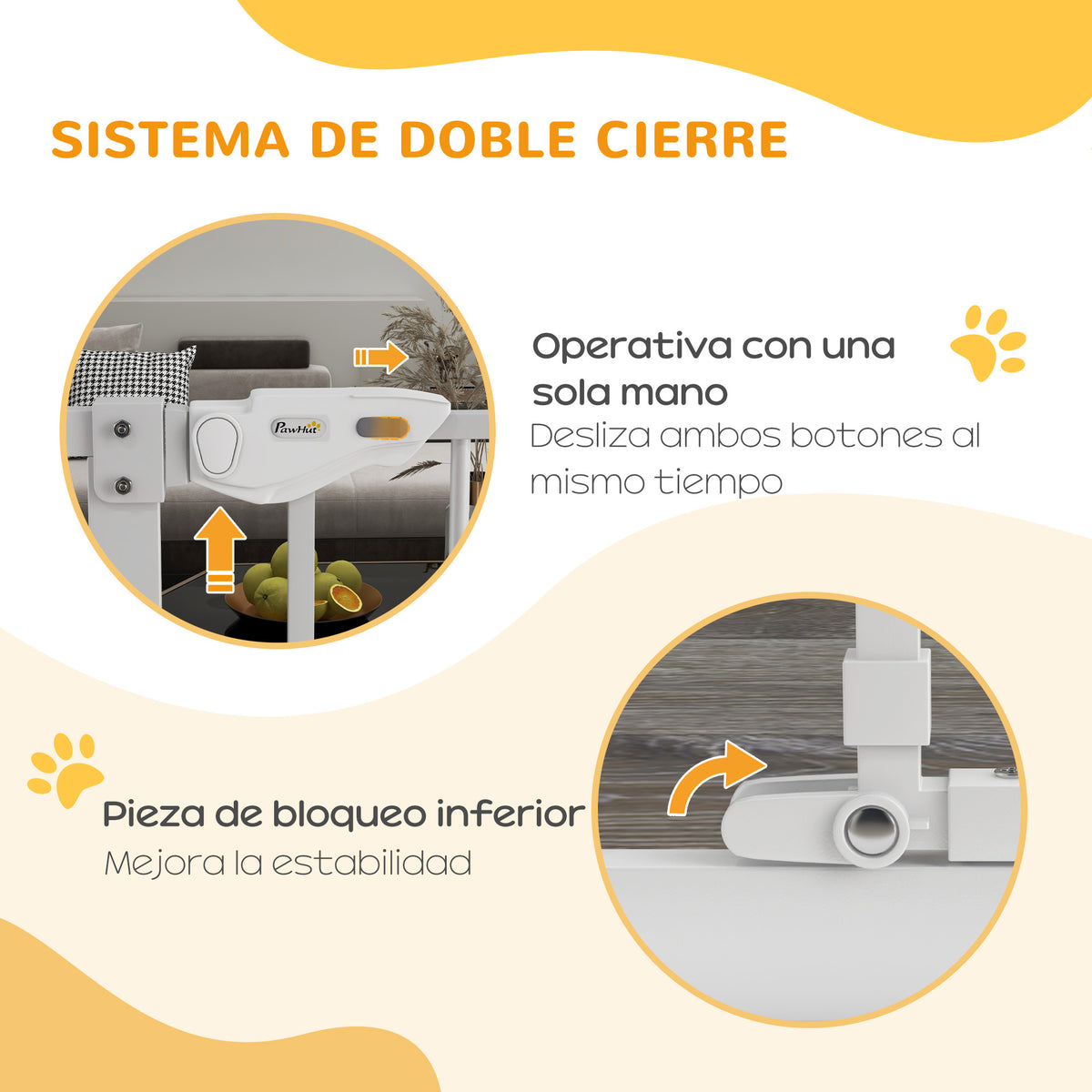 Pawhut Barrera De Seguridad Para Perros Con 1 Puerta 74-101x104,1 Cm Blanco_3