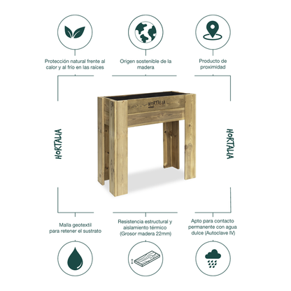 Mesa De Cultivo Elevada Madera Tratada Exterior Hortalia Gardenbrico S80 80x40x80 Cm_5