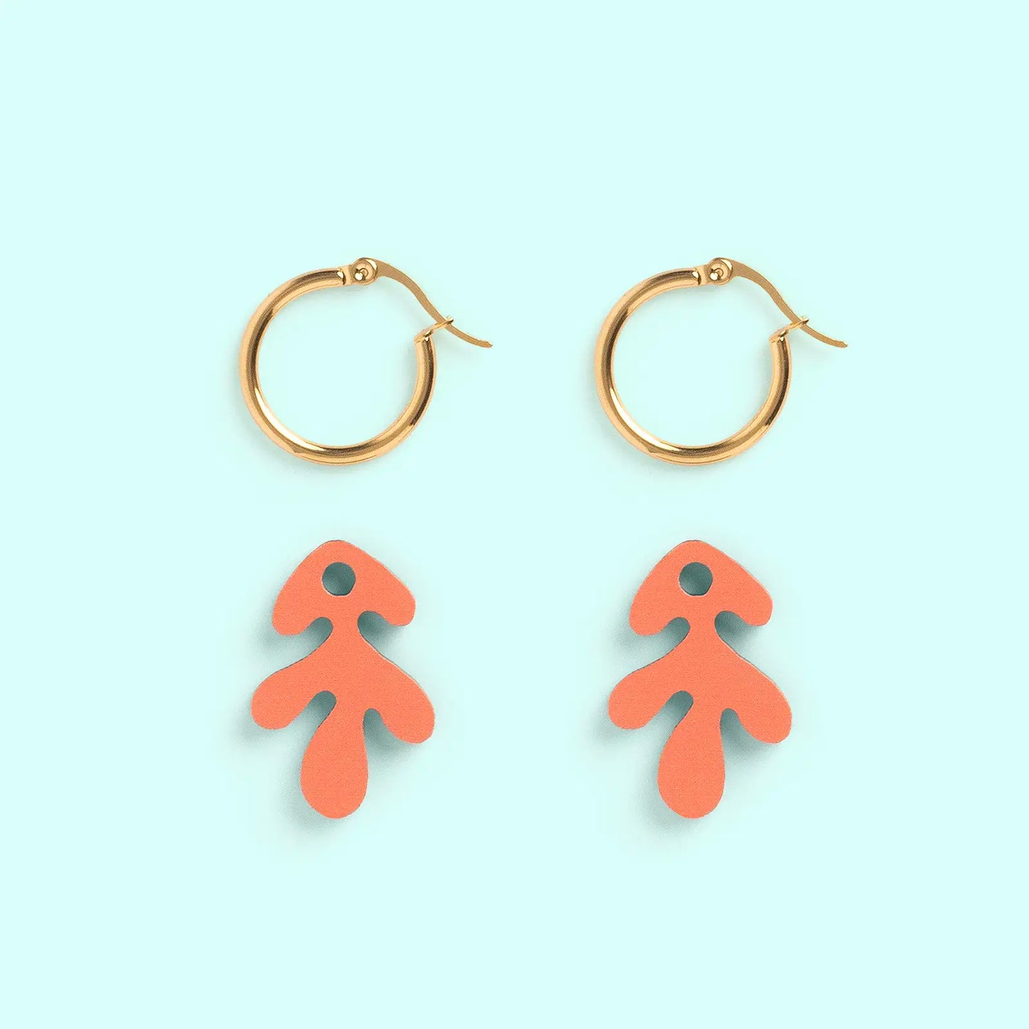 Pendientes Coral - Aro de Acero Quirúrgico y Bañado en Oro de 18k - Nature Vibes_2