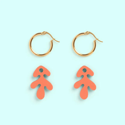 Pendientes Coral - Aro de Acero Quirúrgico y Bañado en Oro de 18k - Nature Vibes_2