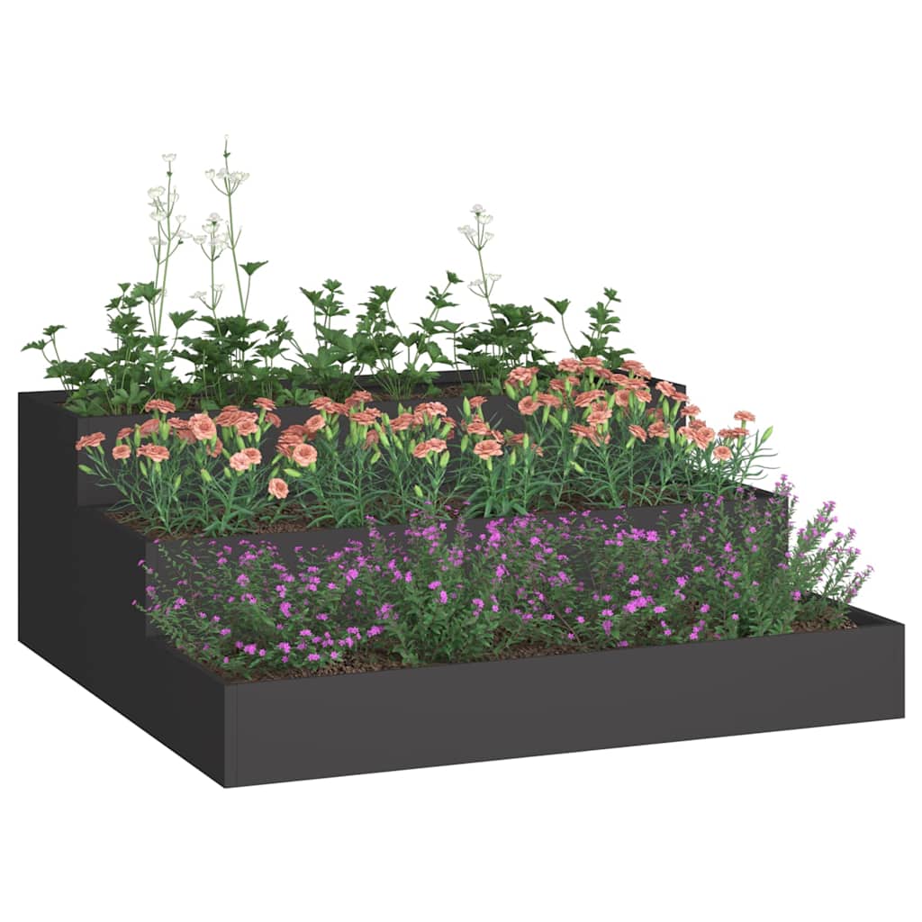 Macetero De Jardín Negro 90 X 90 X 35 Cm Acero Laminado En Frío_2