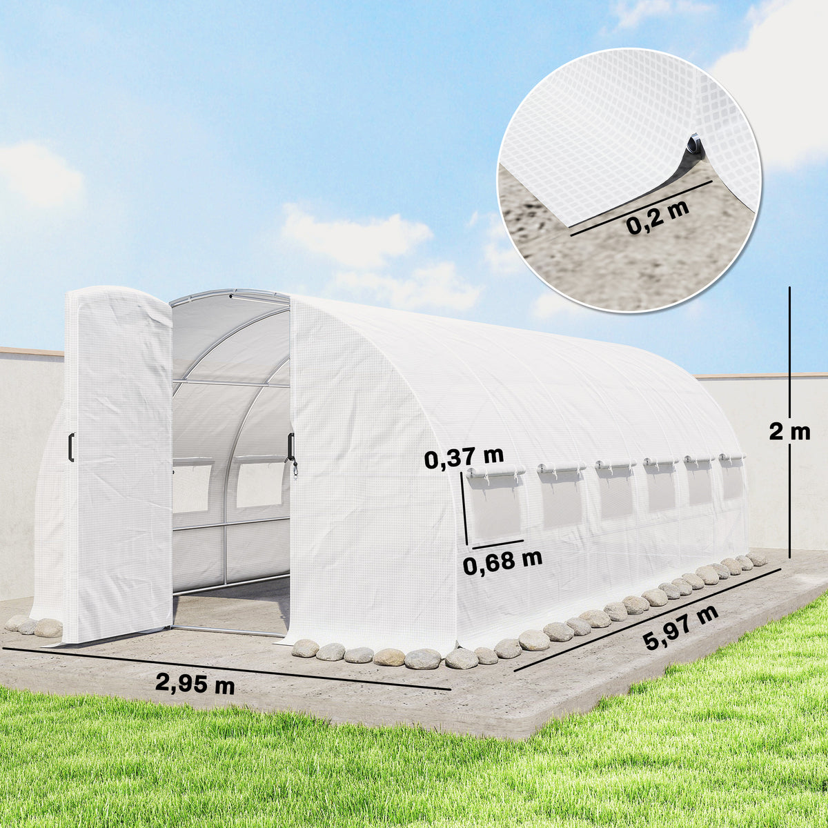 Invernadero De Túnel Outsunny Acero Galvanizado, Pe Blanco 597x295x200 Cm_2