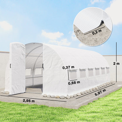 Invernadero De Túnel Outsunny Acero Galvanizado, Pe Blanco 597x295x200 Cm_2
