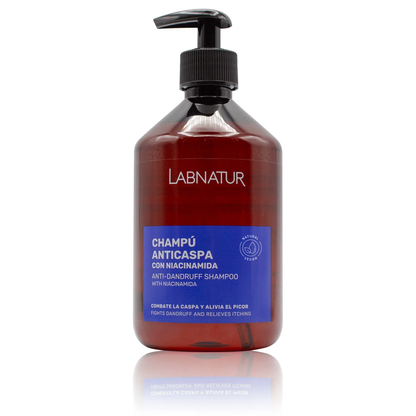 Champú Anticaspa con Niacinamida Labnatur 500 ml | Control de Sebo | Alivia el Picor | Cabello Graso | Vegano_0