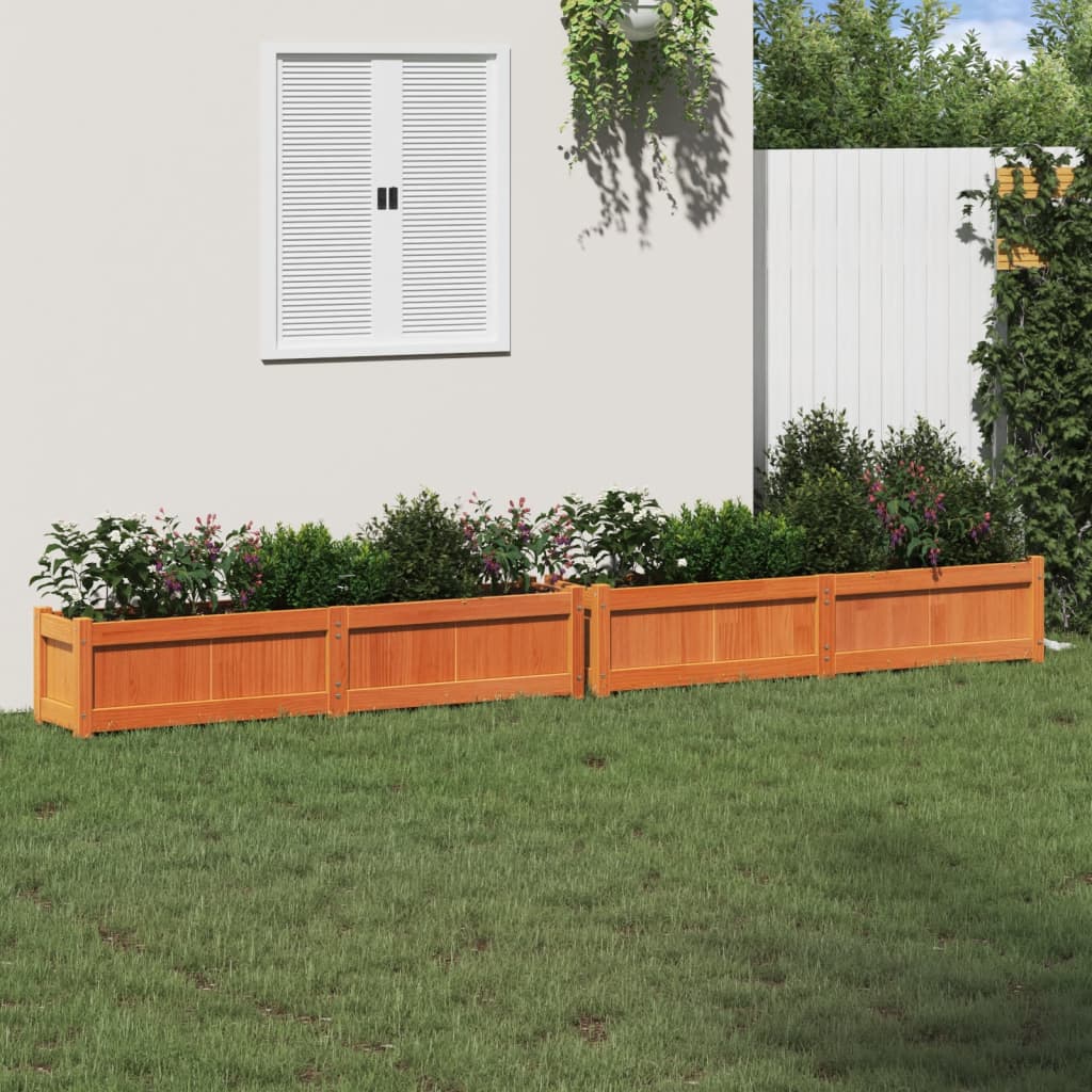 Jardineras De Exterior 2 Uds Madera Maciza De Pino Marrón Cera_2