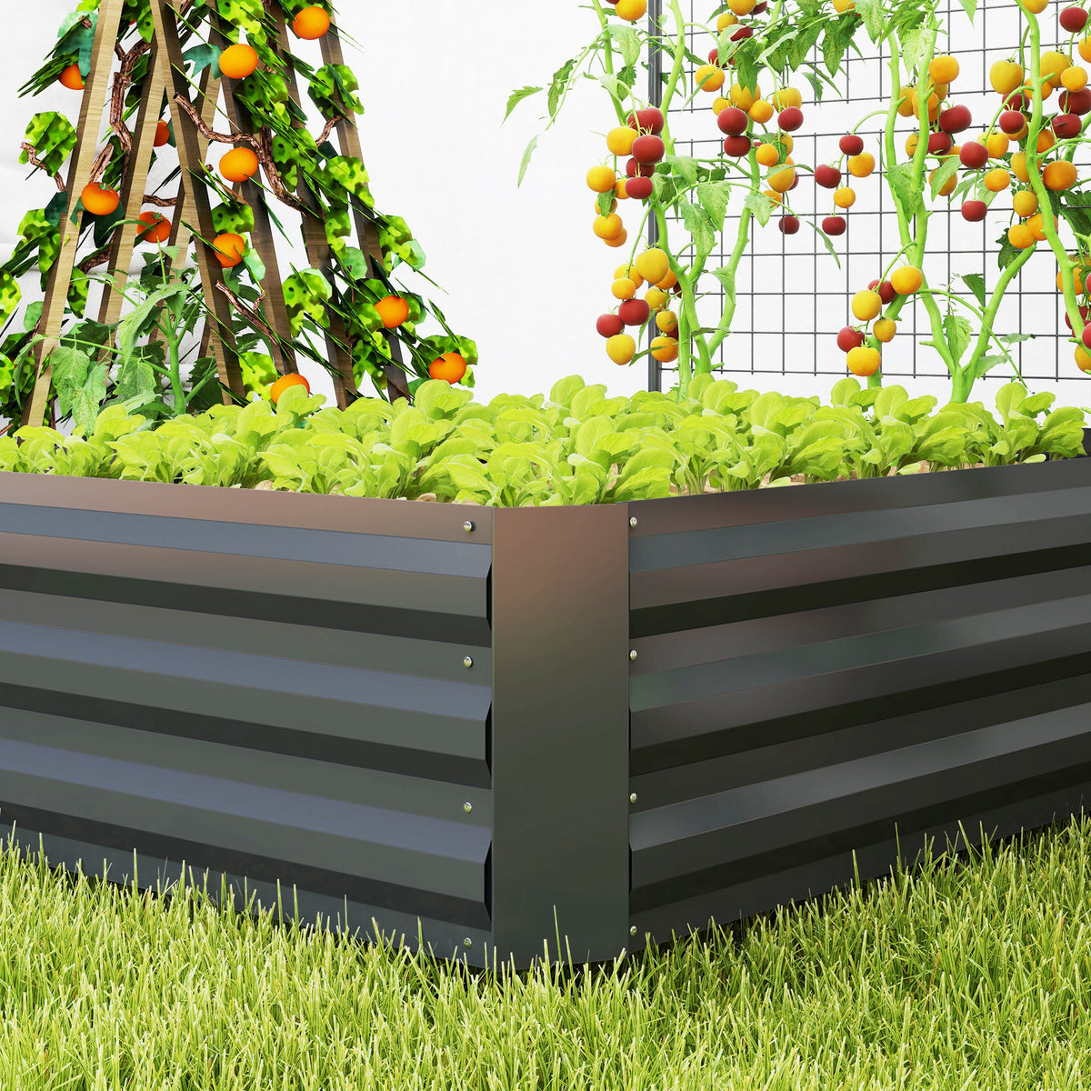 Outsunny Jardinera Con Celosía Para Plantas Trepadoras Y Fondo Abierto Gris_4